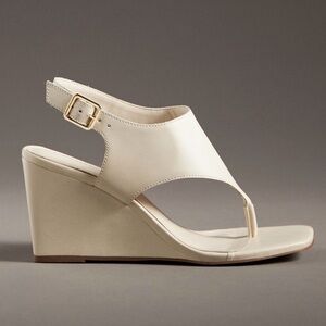 Anthropologie cream wedge sandals